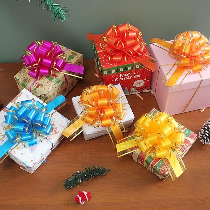 HQJAXJ 6 Pcs Pull Bows - Gift Wrapping Bows for Christmas, Wedding, Valentine's Day - 6 Inch (Yellow)