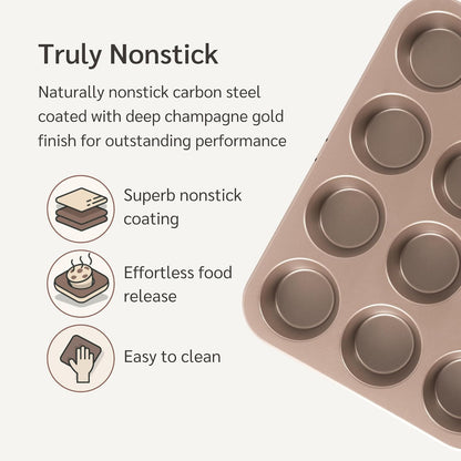 Non Toxic Nonstick 12 Cup Muffin Pan, Pfoa BPA free Nontoxic Cupcake Tin, Best Non Stick Muffin Pans, Muffin tins, Cupcakes Tray