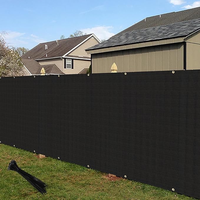 ECOOPTS 4'x260' Privacy Fence Screen Windscreen with Copper Grommets, Fit for Commercial Fence and Residential Garden Outdoor 90% UV Blockage, Cable Zip Ties Included (Black)