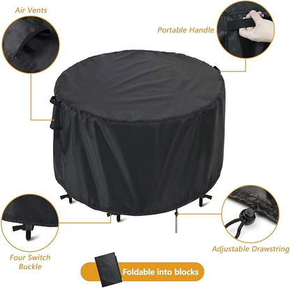 Kingling Patio Furniture Covers Waterproof, Round Patio Table Cover 90 inch Upgrade Heavy Duty Outdoor Table Cover for Dining & Coffee Table Chair Set, Firepit Table All Weather Resistant-90''D x43''H