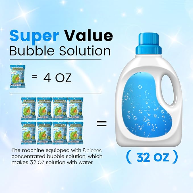 Bubble Machine – 10-Hole Automatic Bubble Blower, 20000+ Bubbles Per Minute, Plug-in or Battery Operated, Portable for Kids, Outdoor Parties, Weddings & Birthdays