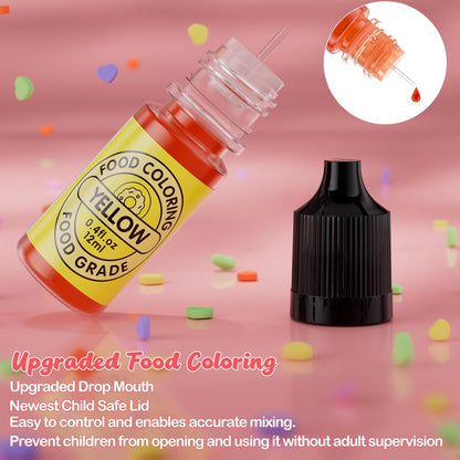 Cherrysea Food Coloring for Cake Decorating Rainbow Edible Food Dye for Baking Royal Icing Cookie Supplies Gluten Free 7x12ml Food Grade Liquid Food