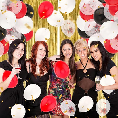 60Pcs Black and Red Balloons Graduation Balloons - 12 Inch Black Red Confetti with Ribbons for 2026 Graduation Decorations for Grad Party Decorations