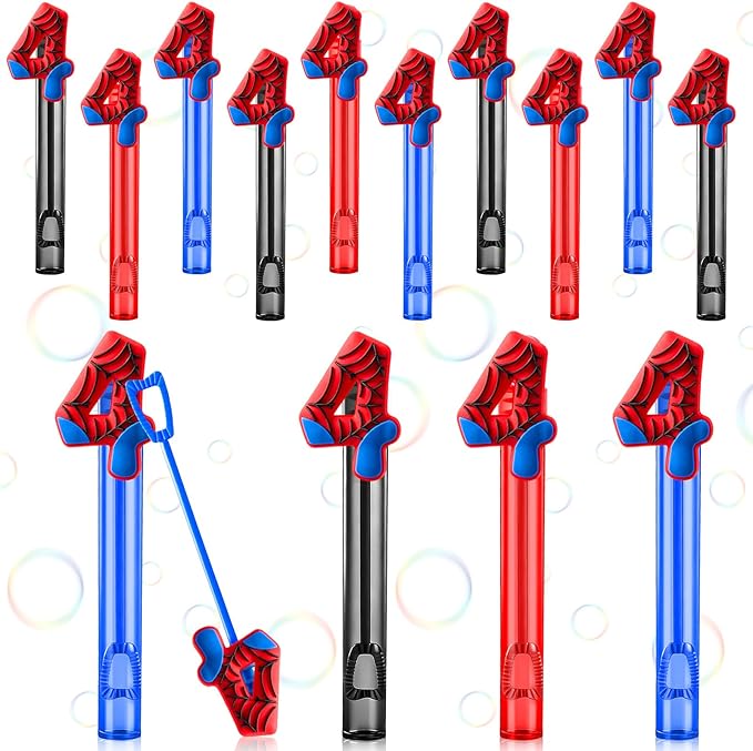 Jenaai 24 Spider Web Bubble Wands Number 4 Spider Bubble Wand Party Favors for Summer Activity Cartoon Birthday Gifts Carnival Goody Bag Stuffers Wedding Supplies