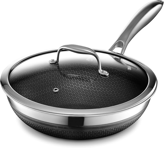 HexClad Hybrid Nonstick 10-Inch Wok with Stainless Steel Lid, Stay-Cool Handle, Dishwasher-Friendly, Oven-Safe Up to 900°F, Induction Ready, Compatible with All Cooktops