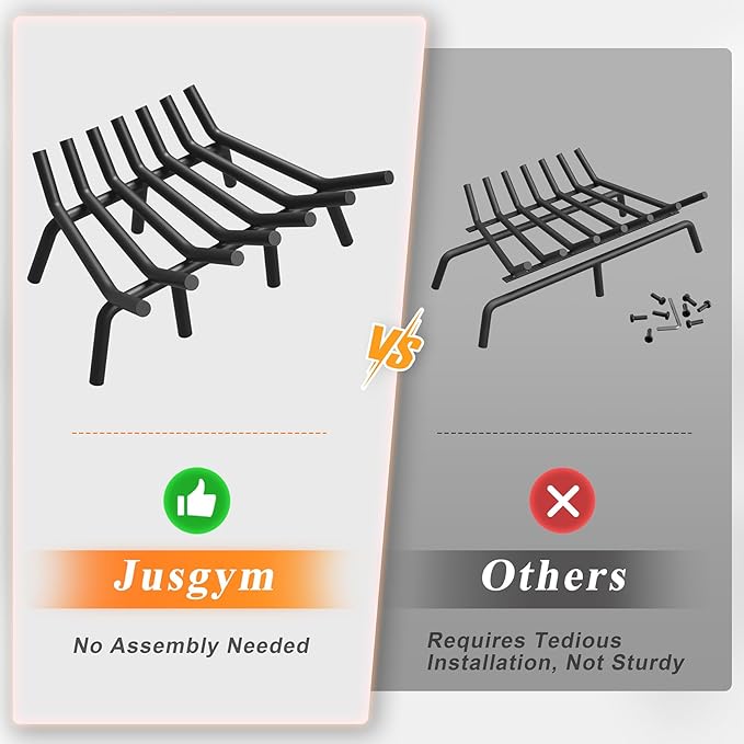 Fireplace Grate 21 Inch with 7 Support Legs, Round Solid Steel Heavy Duty Fireplace Log Holder, Fireplace Log Grate for Indoor Fireplace & Outdoor Firepit