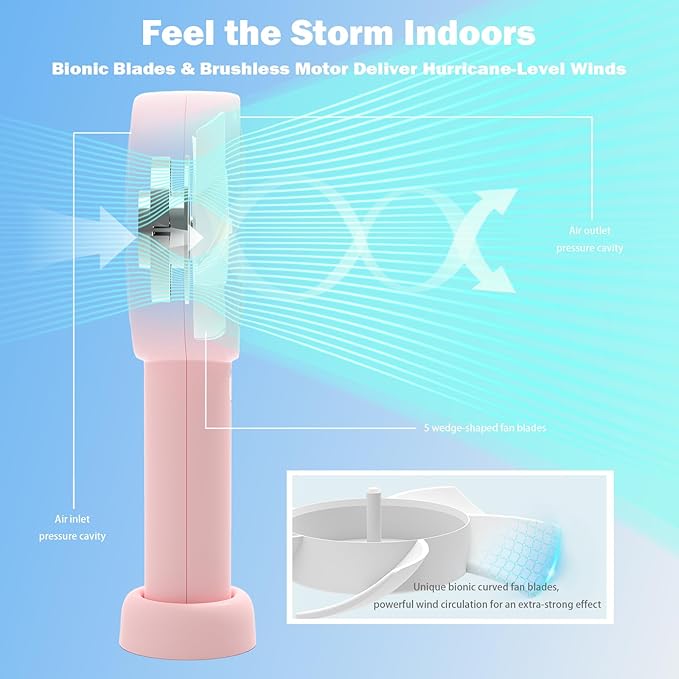 Mini Fan Portable Handheld Fan USB Rechargeable Personal Fan with Base 10H Long Lasting Battery Mini Pocket Cooling Fan for Desktop Travel Outdoor Vacation Concert Lash Makeup Use