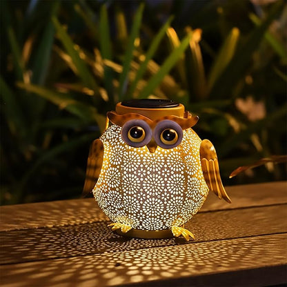 Hanging Solar Lanterns - Garden Light Waterproof Metal Decorative Solar Lantern Lights Outdoor for Patio Yard Table Pathway (1 Pack Yellow owl Lantern)