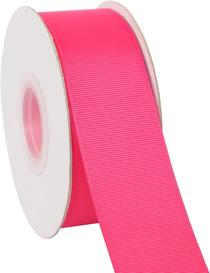Ribbonitlux 1.5" Wide Solid Grosgrain Ribbon 25 Yards (176-Fuchsia）, Set for Gift Wrapping, Party Decor, Sewing Applications, Wedding and Craft