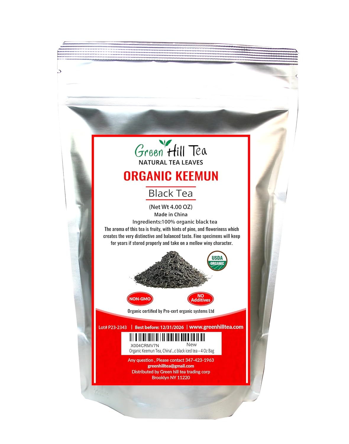 Keemun Tea, China’s most famous natural and organic black iced tea – 4 Oz Bag