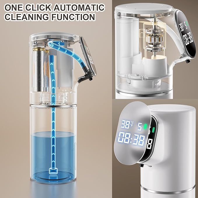 Automatic Soap Dispenser, 320ML Touchless Smart Hand Soap Dispenser, 5 Adjustable Soap Levels, Portable Countertop Electric Foam Soap Dispenser for Bathroom Kitchen Office (Black)
