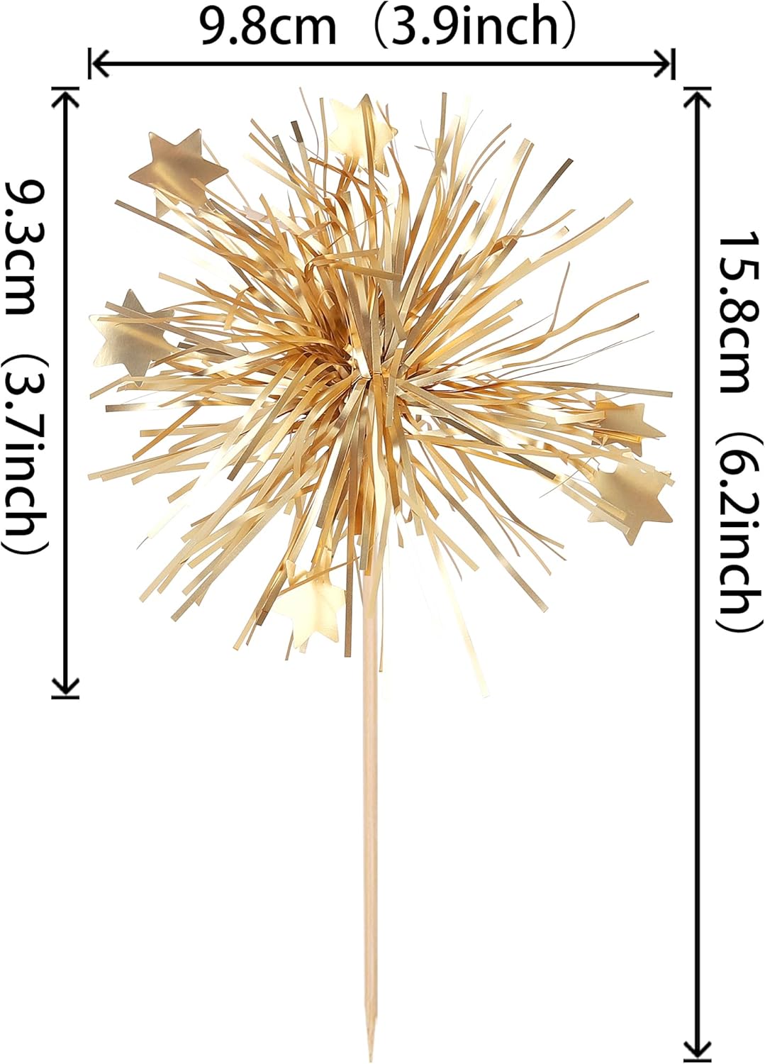 30 PCS Foil Firework Cupcake Toppers Happy Birthday Cake Toppers Star Sparkle Tinsel Flower Drink Stirrers Cocktail Fruit Toothpicks for Valentine's
