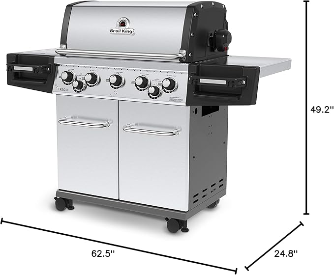 Broil King 958347 Regal S 590 Pro Natural Gas Grill, 5-Burner, Stainless Steel