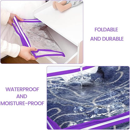 6 Pcs Storage Organizer Bags for Clothes, Clear Zippered Storage Bags for Sweater Blanket Bed Sheet Storage, Plastic Storage Bags with Zipper for Closet Linen Sweater Blanket (Purple)