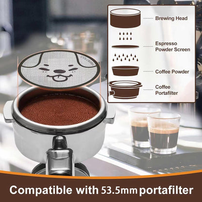 53.5mm Espresso Puck Screen, Lower Shower Screen, Metal Coffee Reusable Filter for 54mm Espresso Portafilter Basket, 1.7 Thickness(Piggy)