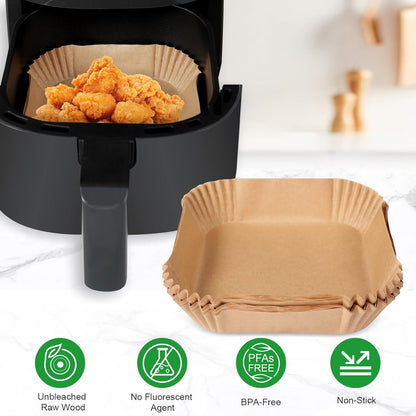 125Pcs Large Air Fryer Liners Disposable Compatible with Chefman XL 8-Qt Family Air Fryer, 9inch Square