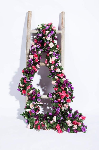 Miracliy 8 Pack 65 FT Flower Garland Decorations Plastic Artificial Flowers for Wedding Decoration Photo Booth Backdrop