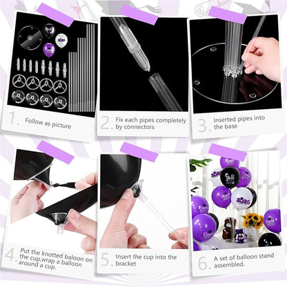 4 Set Graduation Party Balloon Stand Kits for Table Centerpieces Balloon Tables Holders with Congrats 2026 Graduation Party Decorations for School College Photo Props(Purple)