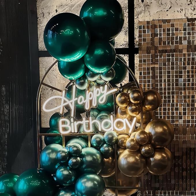 Lukiituke Dark Green Balloons,Green and Gold Balloons Arch Kit, 124Pcs Gold Latex Balloons 4 Size for Birthday,St.Patrick's Day,Graduation,Jungle Party Decorations