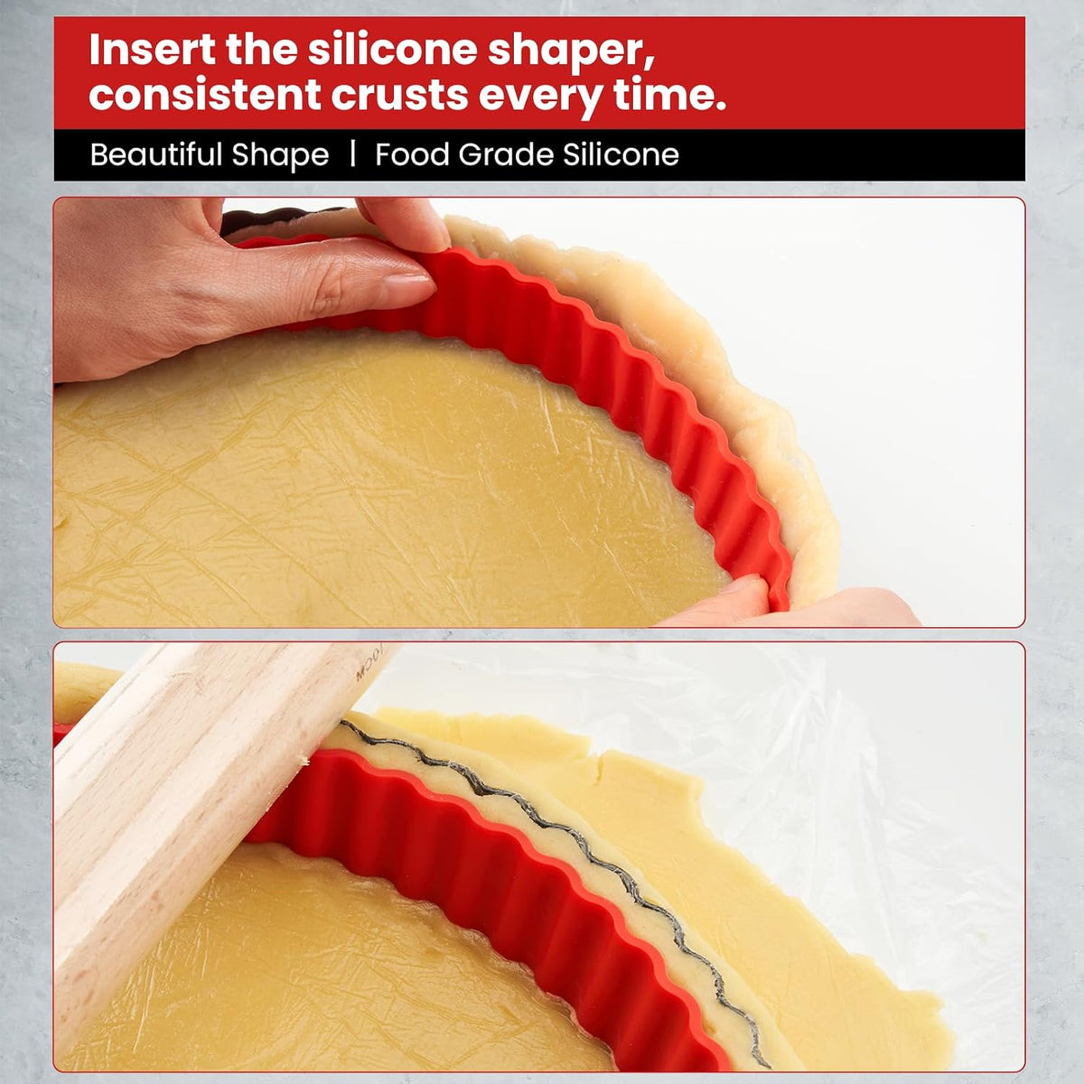 Tart Pan 9 Inch 10 Inch Removable Bottom,with Crust Shaper Ring, Non-stick