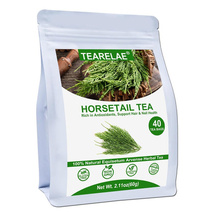 Tearelae - Premium Horsetail Tea Bags - 1.5g x 40 Count - Natural Dried Horsetail Herb - Cola De Caballo Hierba - Non-GMO - Caffeine-free