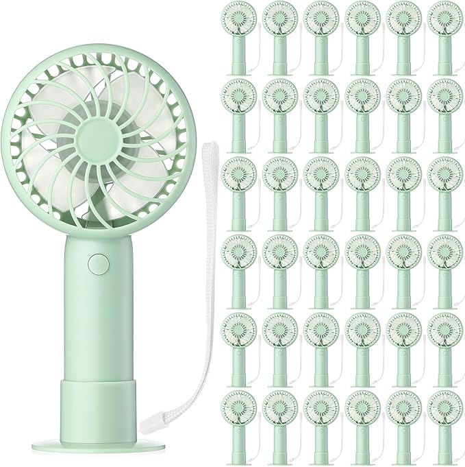 Tujoe 36 Pcs Mini Powerful Handheld Fan 3 Speed Personal Small Portable Rechargeable Fan with Base USB for Women Eyelash Makeup Office Travel Beach Indoor Outdoor (Sage Green)