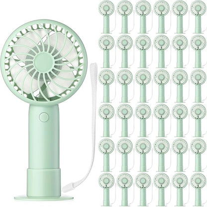 Tujoe 36 Pcs Mini Powerful Handheld Fan 3 Speed Personal Small Portable Rechargeable Fan with Base USB for Women Eyelash Makeup Office Travel Beach Indoor Outdoor (Sage Green)