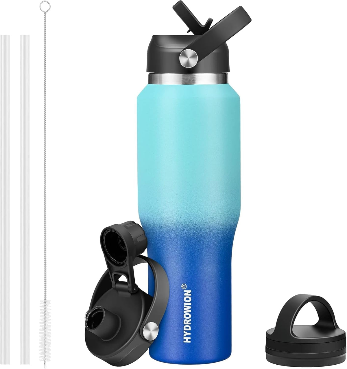 40 oz Insulated Water Bottle with Straw fit in Car Cup Holder(Cold 48 hrs, Hot 24 hrs) Drinking Bottle with Straw Lid