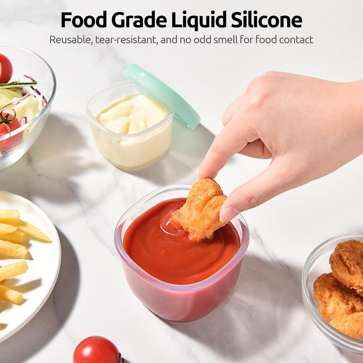 U-Taste 3oz 6oz Small Storage Containers: Food Grade Liquid-Silicone Freezer Box with Airtight Lid, Microwave Safe with Clear Measurements
