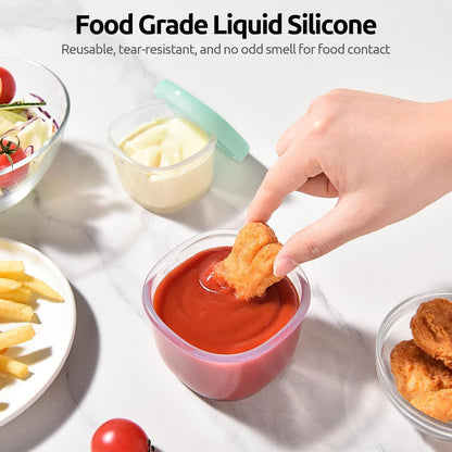 U-Taste 3oz 6oz Small Storage Containers: Food Grade Liquid-Silicone Freezer Box with Airtight Lid, Microwave Safe with Clear Measurements
