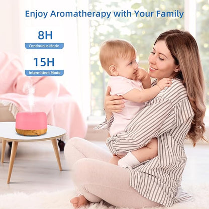 SPLITSKY Aromatherapy Essential Oil Home Diffuser with Remote Control, 300ML Large Room Cool Mist Air Humidifier, 8 Hours Quiet Operation, Timer, 7 Colors LED Night Night，Suitable Home,Yoga.