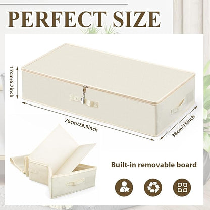 Briwooody 29.9 x 15 x 6.7 Inch Large Discreet Lockable Personal Item Storage Bag Under Bed Storage Box Organizer with Zipper Lid Underbed Clothes Shoe Container for Dorm and Home(White)