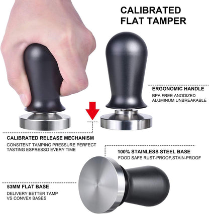 MATOW 53mm Spring Loaded Calibrated Espresso Tamper Fits 54mm Portafilters