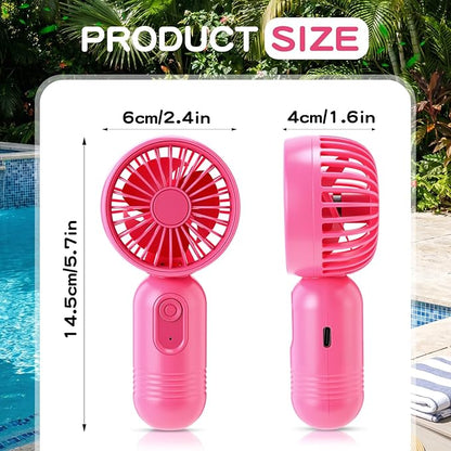 Rossesay 12 Pack Mini Portable Handheld Fan Bulk for Travel 3 Speeds, Rechargeable USB Battery Operated, Small Personal Eyelash Fans for Women Men Indoor Outdoor(Rose Red)