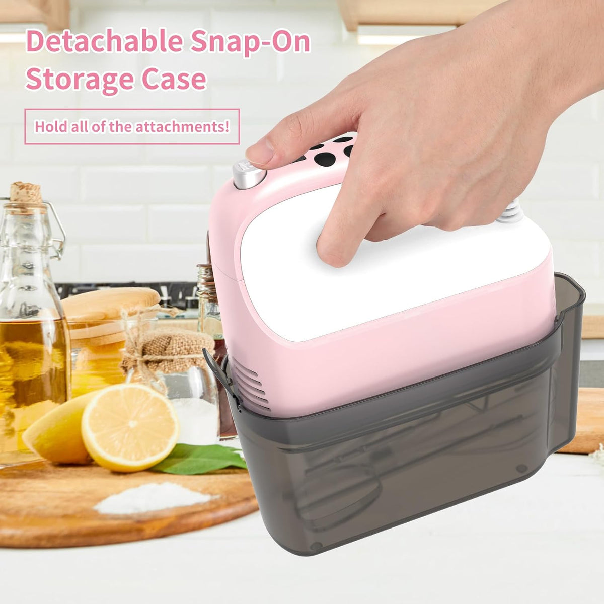9-Speed Digital Hand Mixer Electric, 400W DC Motor, Hand Mixer electric Handheld with Snap-On Storage Case, Touch Button, Turbo Boost