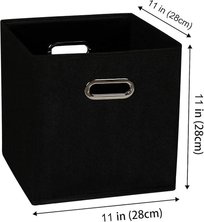 Fabric storage bins Cubes, Fabric Cube Organizer with Handle, Foldable Cube Bins for Cloth or Accessary Storage, 11x11x11, Set of 12, (Black)