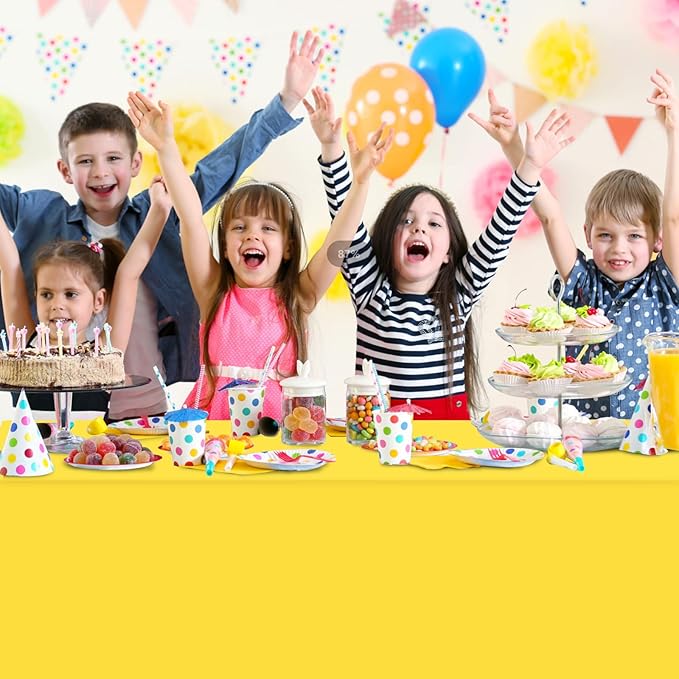 16Pack Yellow Plastic Tablecloth for Rectangle Tables, Premium Decorative Yellow Disposable Table Cloths for Parties, Rectangle Party Table Cover for Birthday Wedding Baby Shower Festivals, 54x108Inch