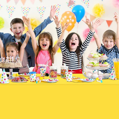 16Pack Yellow Plastic Tablecloth for Rectangle Tables, Premium Decorative Yellow Disposable Table Cloths for Parties, Rectangle Party Table Cover for Birthday Wedding Baby Shower Festivals, 54x108Inch