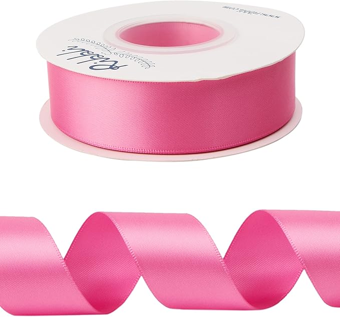 Ribbli Hot Pink Double Faced Satin Ribbon,1” x Continuous 25 Yards,Use for Bows Bouquet,Gift Wrapping,Floral Arrangement