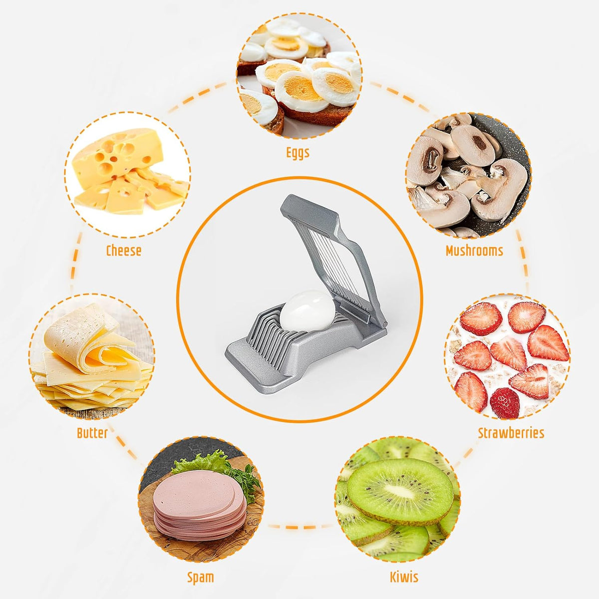 Egg Slicer Heavy Duty Aluminum Stainless Steel Wire Egg Cutter, Multipurpose Egg Dicer for Hard Boiled Eggs, Strawberry, Soft Fruit