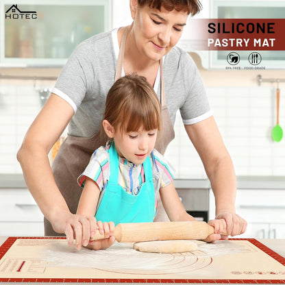 Hotec Silicone Baking Mat - 26x16 Thickened Pastry Dough Mat with Measurement Non-Stick For Dough Rolling, Bread, Oven Liner, Kitchen Counter