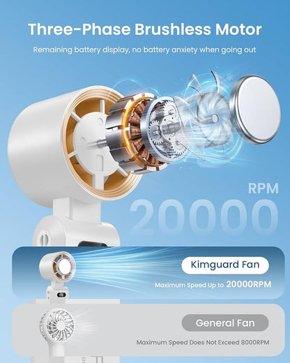 2 Pack Handheld Portable Turbo Fan with Ice Cooler, Speed (1-199) 5500mAh*2 Rechargeable Personal Fan,[20H Cooling Time] Mini Yet Powerful, Small Pocket Fans for Travel/Outdoor/Office, White