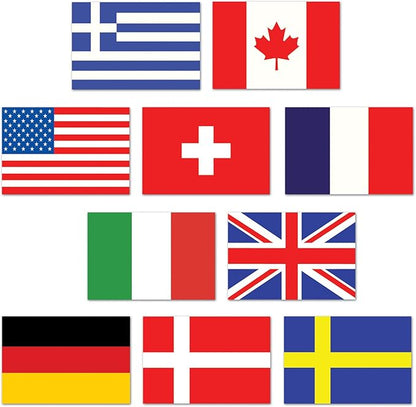 Beistle 10 Mini International Flag Cutouts, 4"- Around the Globe World Flag Decorations for Sports Parties and Competitions