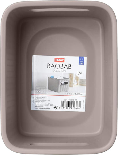 Tatay Baobab Multi-purpose Small Storage Basket with Capacity for 1.5 Litres, Taupe, 12.8 x 16.7 x 10
