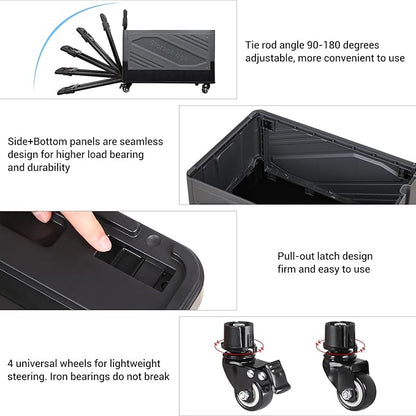 XCBYT Storage Bins with Wheels - Rolling Carts with Wheels for Closet Organizers and Storage Foldable Rolling Cart for Teachers Rolling Crate Collapsible Shopping Cart Black