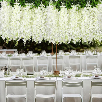 Alotiki Wisteria Hanging Flowers, Artificial Flowers for Decoration, Wedding, Garden, Wall,White 10 Pcs Total 60ft