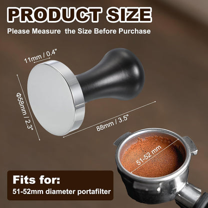 uxcell 58mm Coffee Tamper, Stainless Steel Espresso Press Tamper, Espresso Tamper with Wooden Handle Suitable for Coffee Shop, Restaurant Bar
