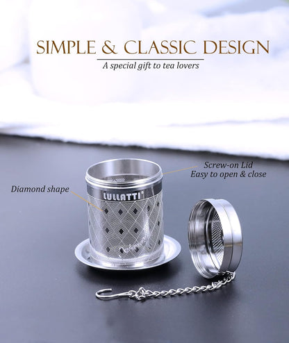Tea Infuser (1 Pack), Extra Fine Mesh Loose Leaf Tea Steeper with Diamond Pattern & Extended Long Chain