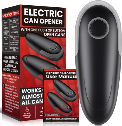 One Touch Electric Can Opener Fits All Can Sizes, Electric Can Openers for Kitchen Food Safe with Smooth Edge