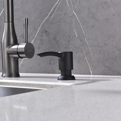 Kitchen Sink Soap Dispenser Matte Black, Built in Soap Dispenser Kitchen Countertop, ABS Pump Head with Refillable Bottle, Under Counter Dish Soap Hand Lotion Dispenser